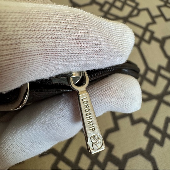 Longchamp Le Foulonne Brown Pebbled Leather Coin Purse Made in France - Picture 11 of 14